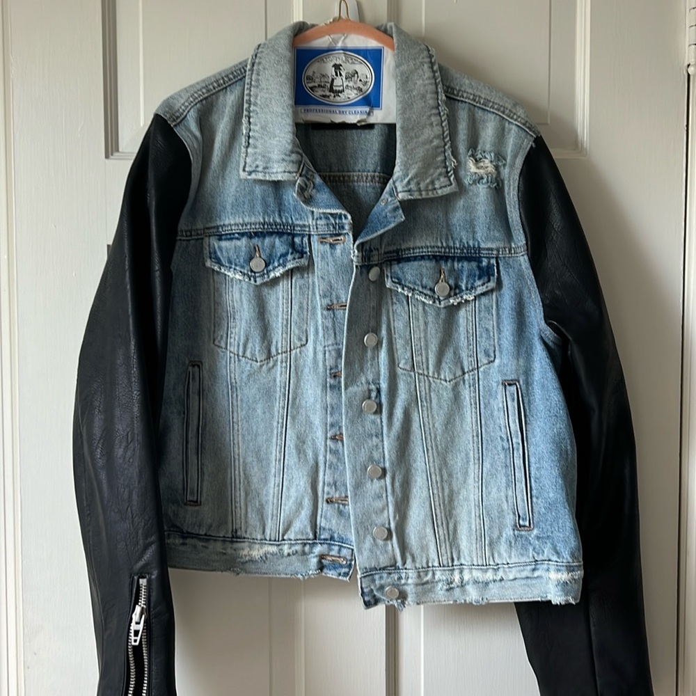Faux Leather Jean jacket, like new